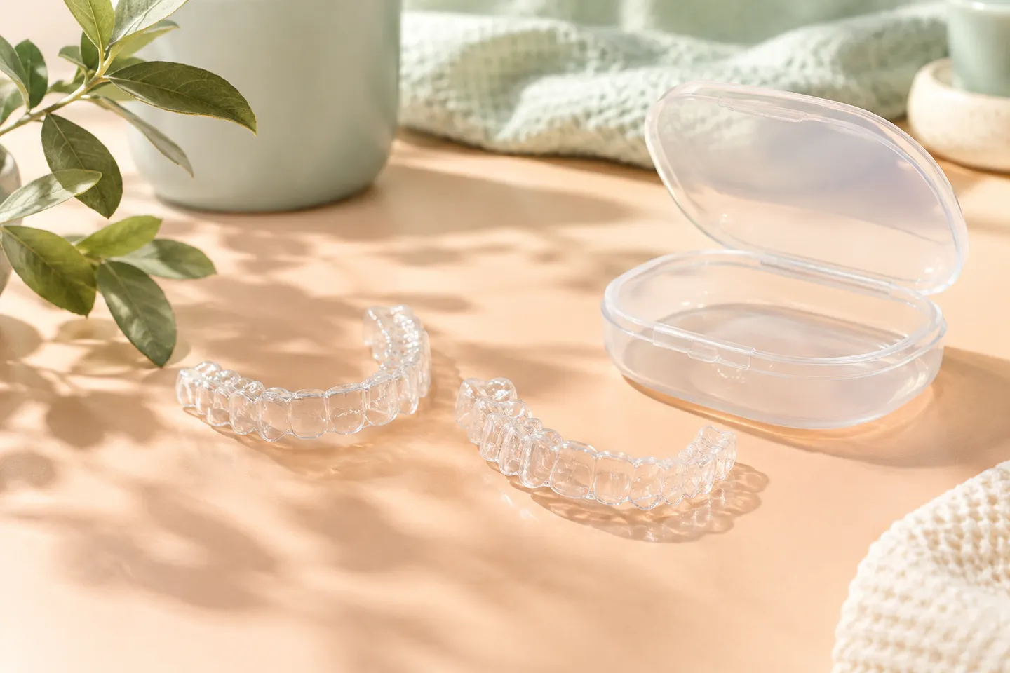 Teenager holding a clear aligner tray beside their smile